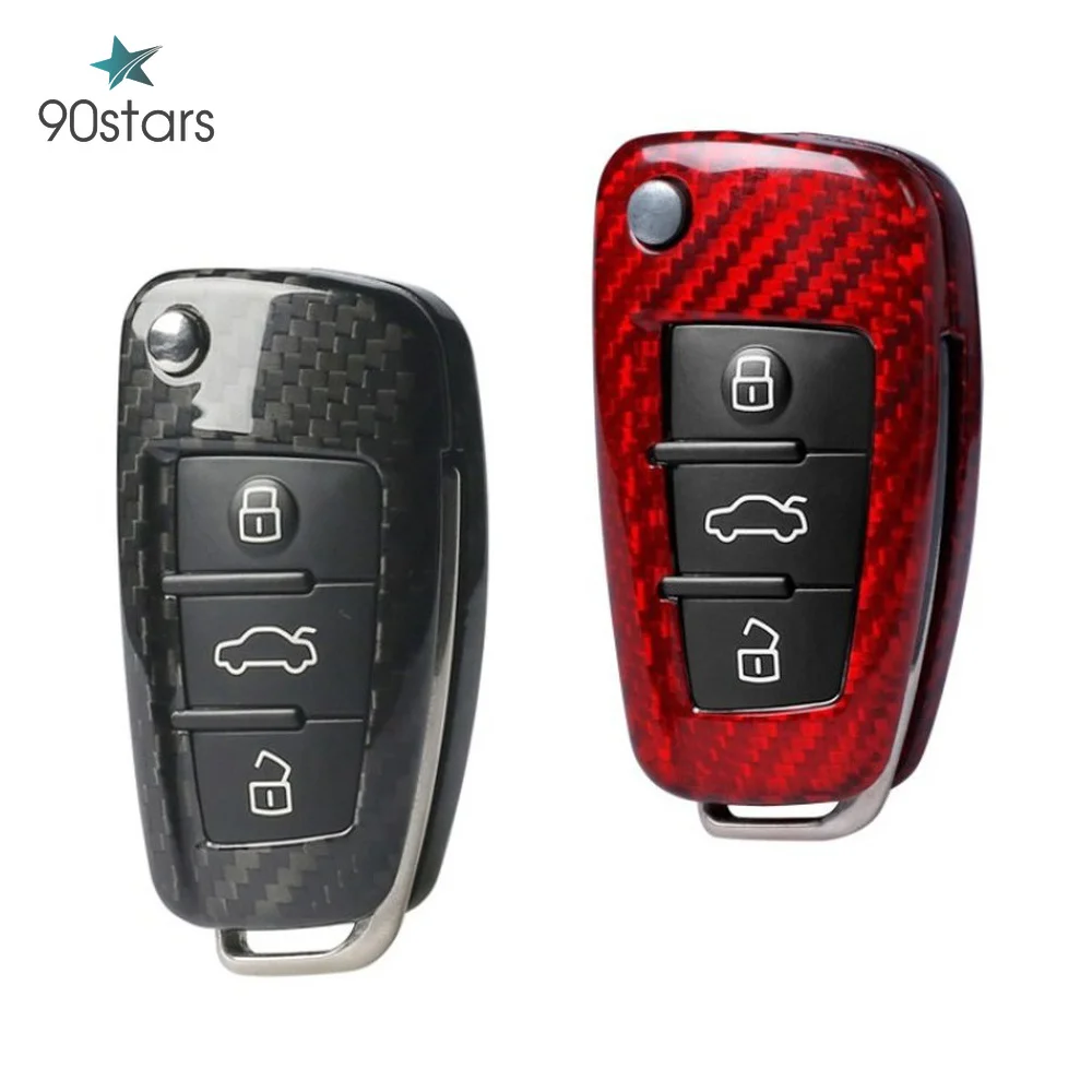 

Real Carbon Fiber Car-Styling Auto Protection Key Shell Cover Case For Audi A3 8L 8P A4 B6 B7 B8 C6 4F RS3 Q3 Q7 TT 8L 8V S3