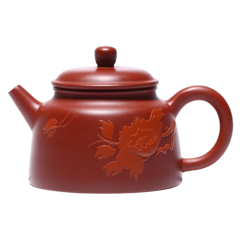 

Yixing mine Dahongpao pile painting Peony Dezhong purple clay pot gift