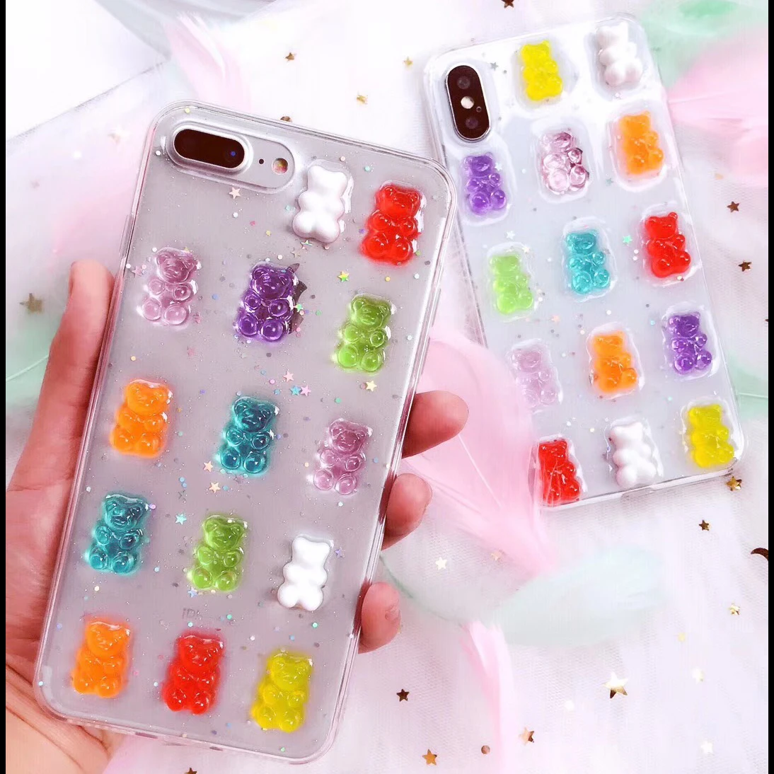 Милый 3D чехол для телефона с медведем карамельных цветов iPhone 12 Mini 12Pro Max X 6 7 8 plus XR XS