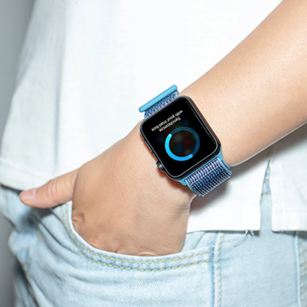 Новая высококачественная нейлоновая Спортивная петля для Apple Watch band Series 4 3 2 1 мягкий дышащий тканый ремешок 44 мм iwatch 42 мм 38