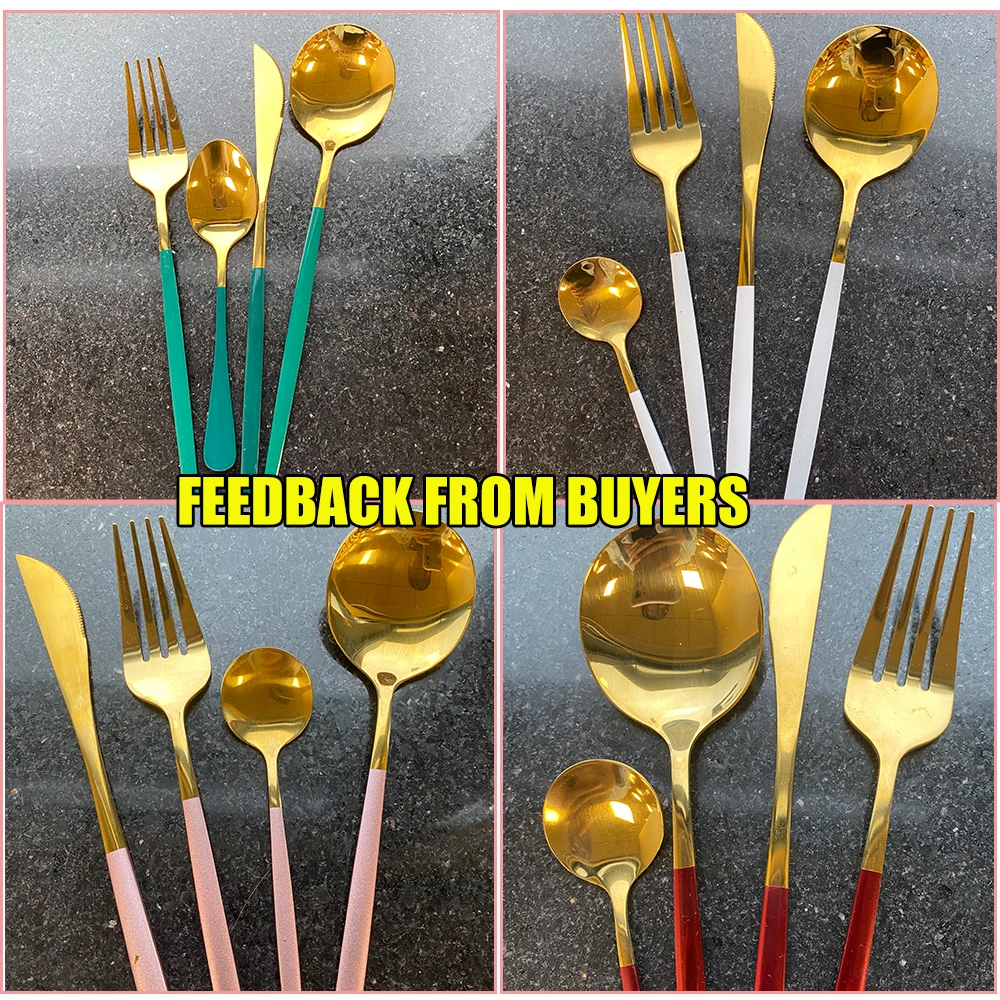 24pcs stainless steel cutlery set knife fork spoon set tableware dinnerware kitchen gadget dining table silverware talheres free global shipping
