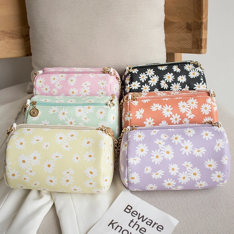 Женская сумка на плечо сумка-барабан с цветочным рисунком модная