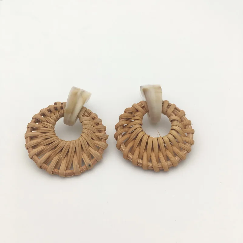 Серьги из ротанга деревянные богемные серьги кольца для женщин акриловые 2019