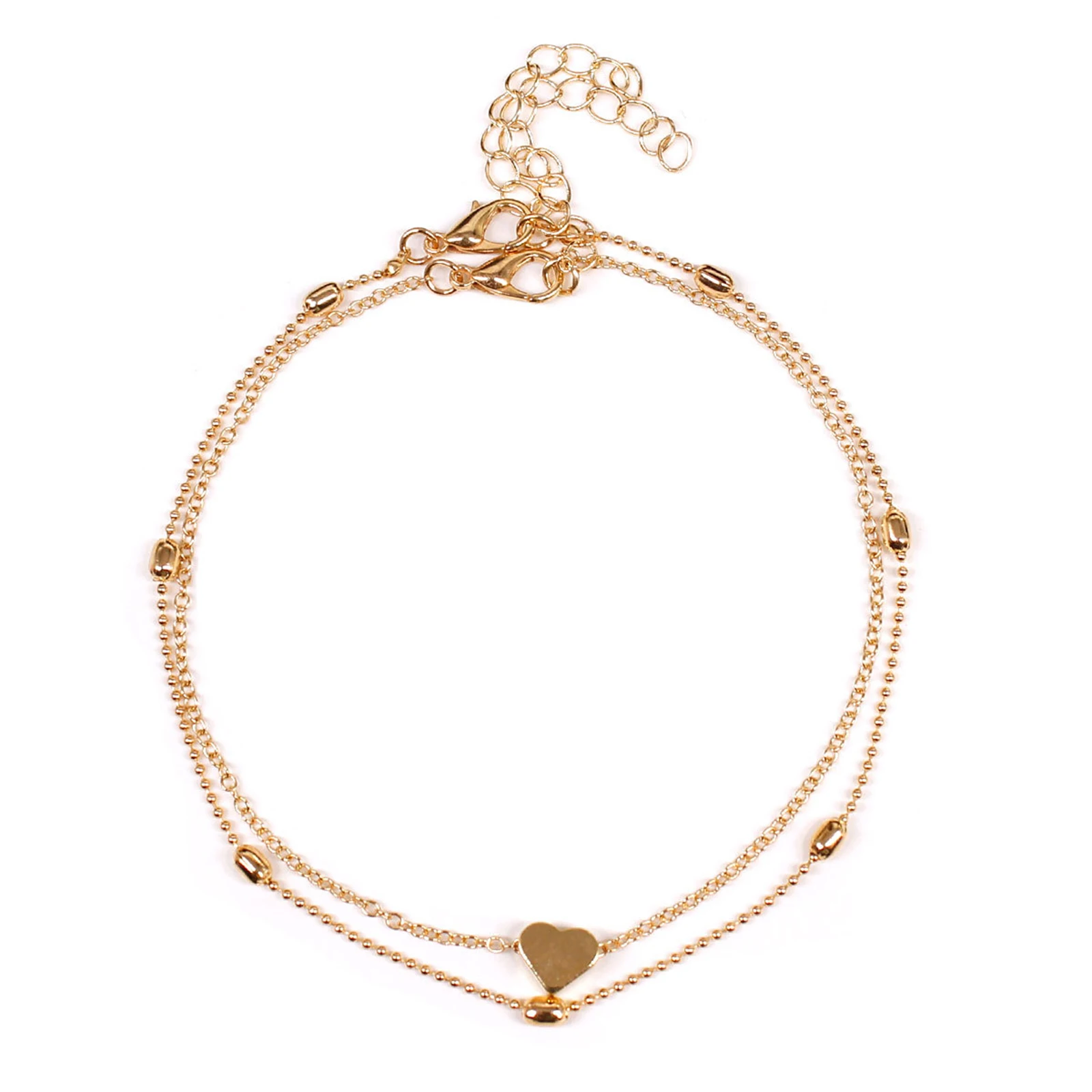 

Women's Anklet Bohemian Gold Silver Color Heart Anklet Summer Beach Leg Chain Fashion Charm Foot Jewelry Accessories 21cm