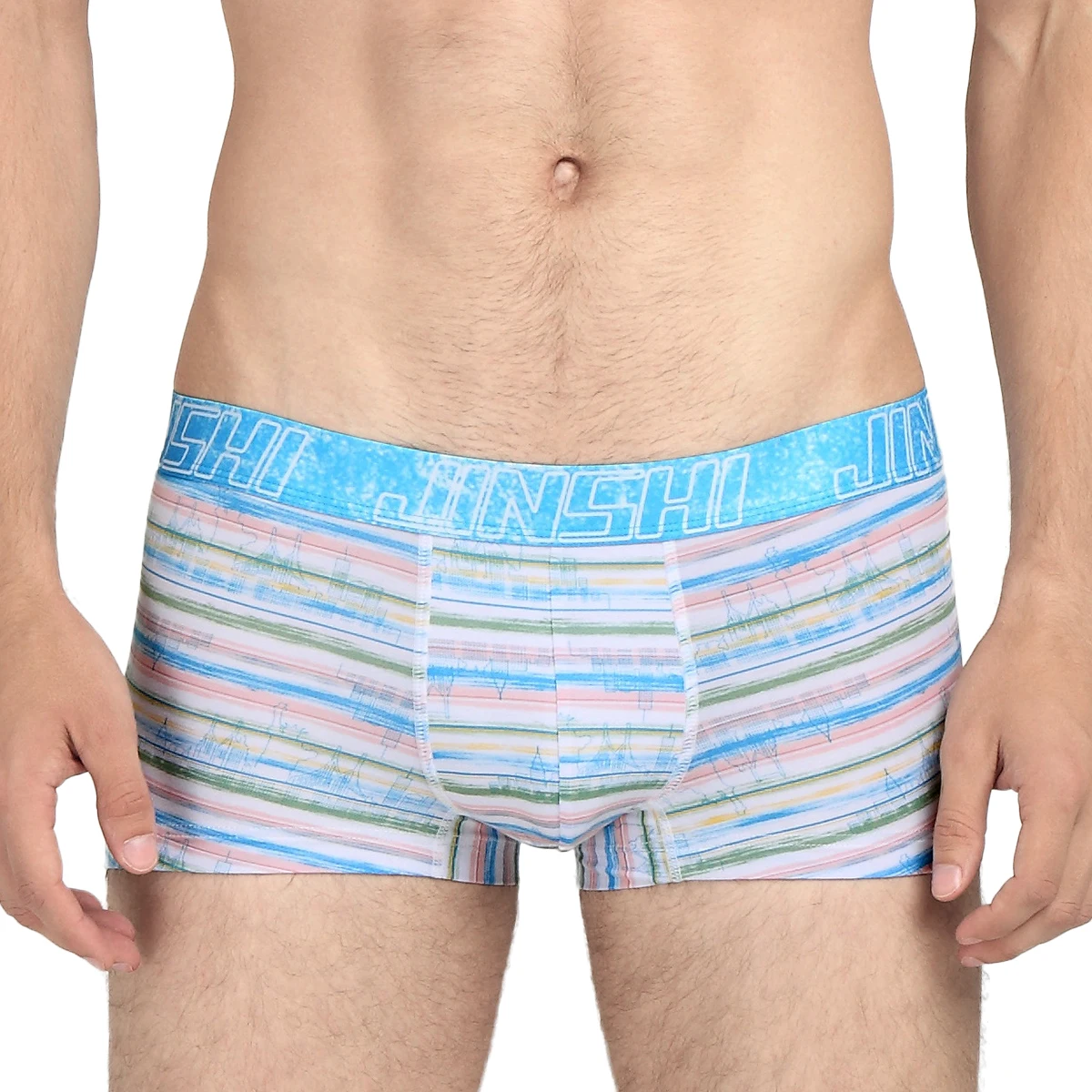 Mens Short Boxer Briefs Fashion Print Bamboo Men Underwear 2021 Summer New U- Pouch Comfortable Male Underpants