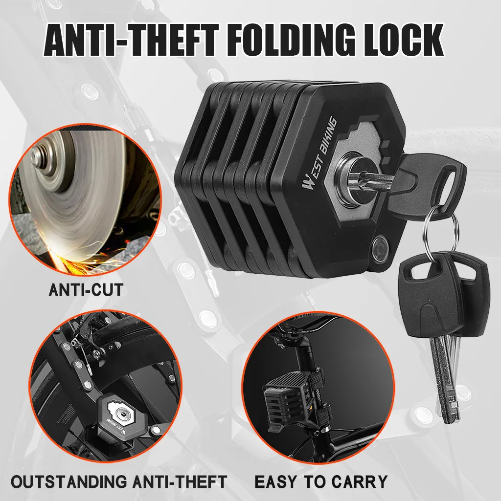 Складной велосипедный замок с 3 кнопками крепкий Противоугонный безопасности