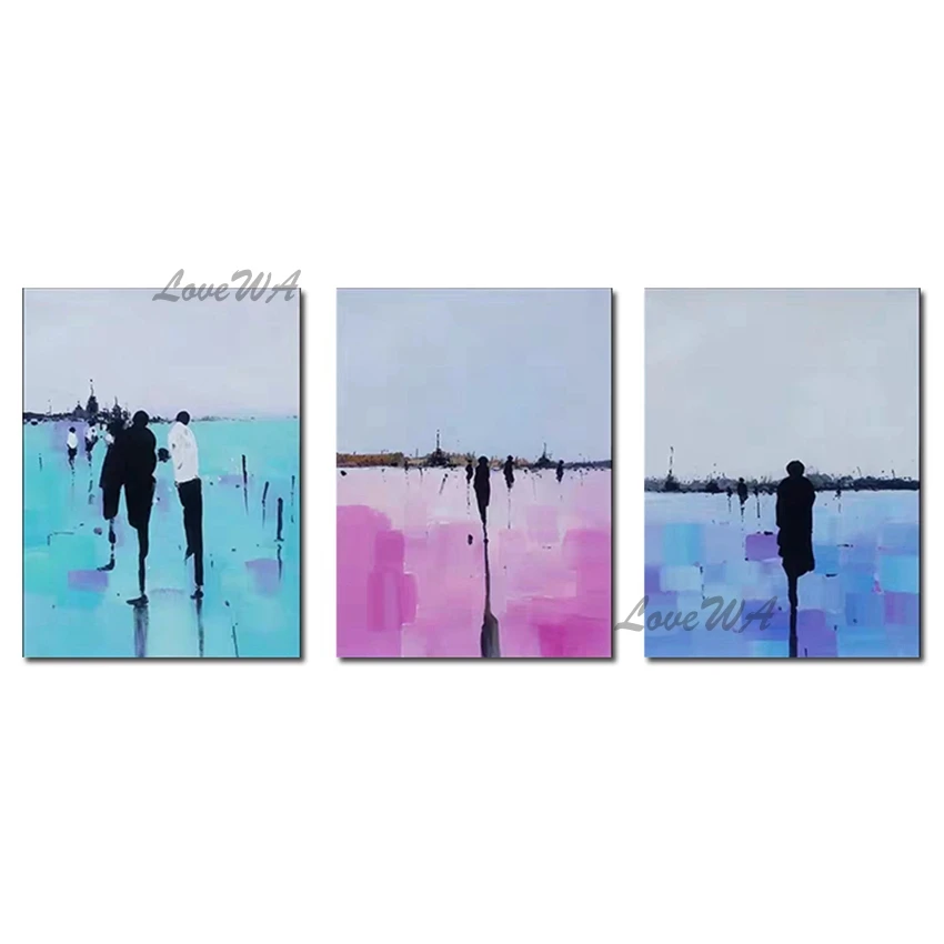 

3 Piece Abstract Figure Oil Painting Art Unframed 100% Hand Painted Group Paintings Artwork Canvas Wall Art Decoration For Home