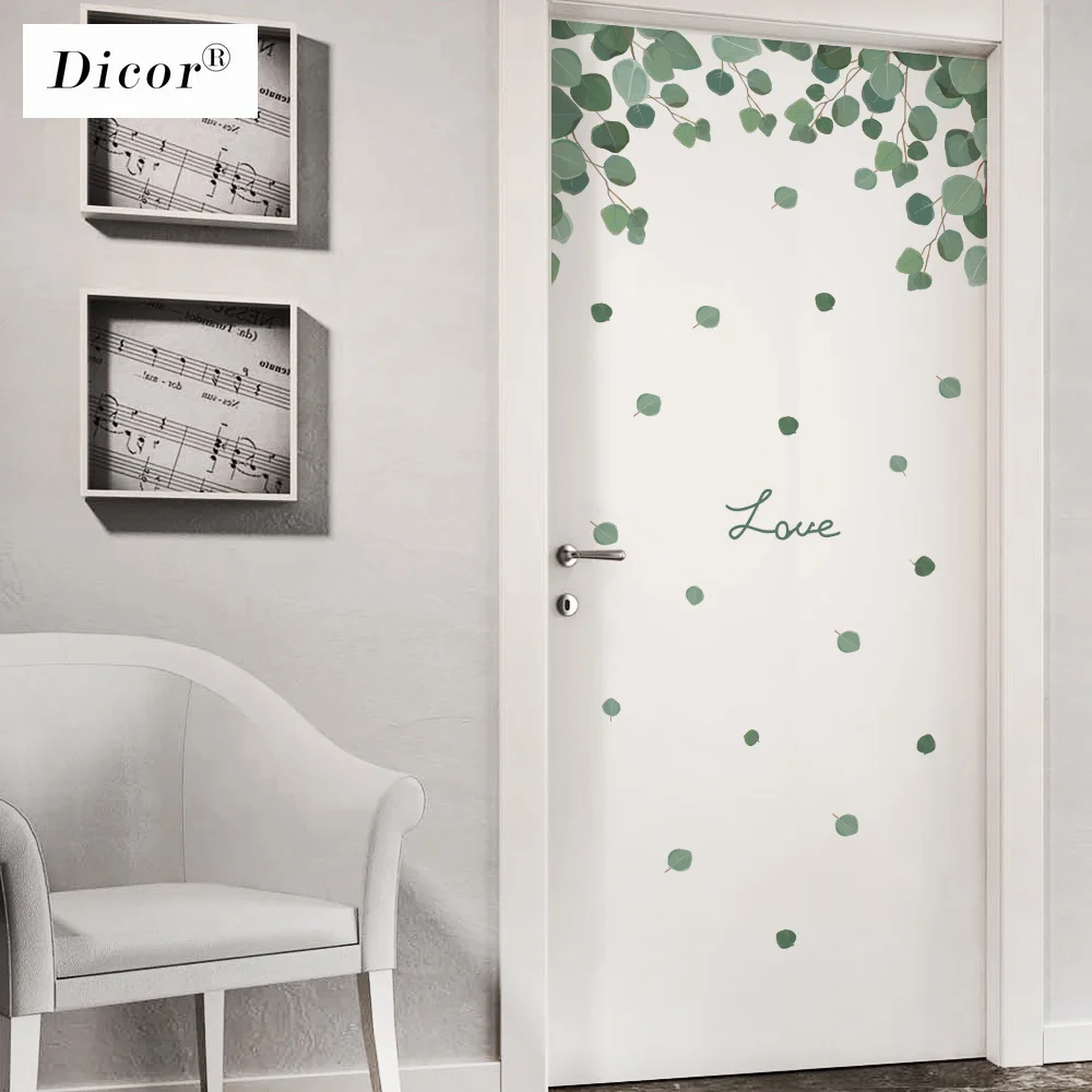 Стикер на стену с зелеными листвами DICOR домашний декор для гостиной дверей