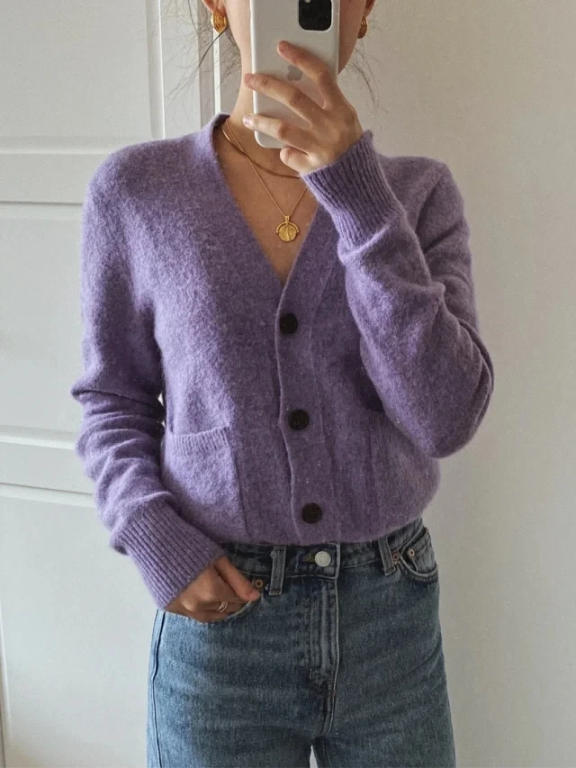 

V-neck Sweater Women's Long Sleeve Single Breasted 2020 Autumn Female Knitwear Cardigan Tops with Pockets