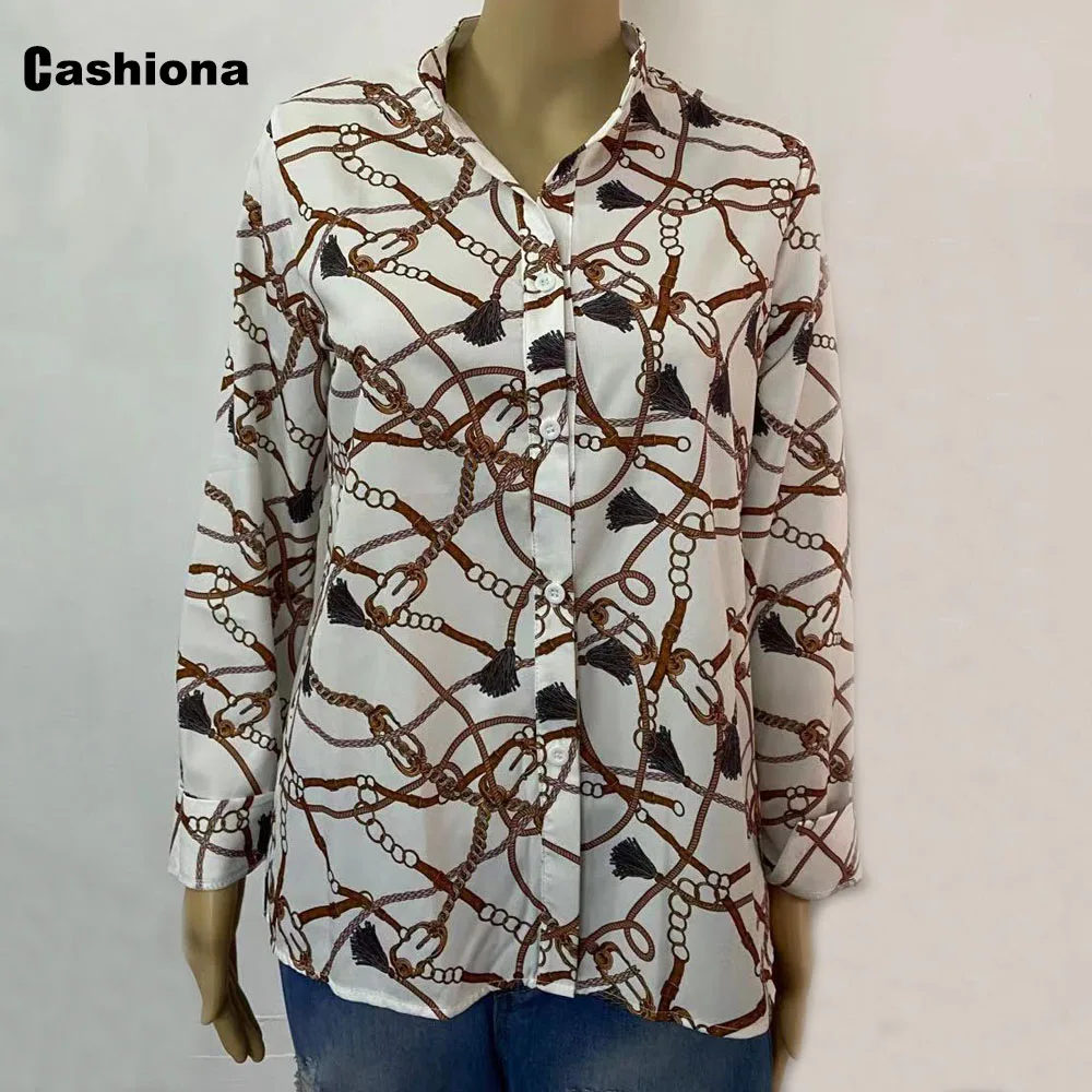 

Cashiona Plus Size Women Top Bohemian 2021 Summer Blouse Long Sleeve Elegant Leisure Floral Print blusas shirt ropa mujer femme