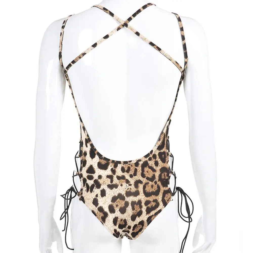 Leopard Print Slim Women Bodysuits Sexy Fashion Sleeveless Hollow Out Casual Bottoming Fall Jumpsuit Rompers Bodis de Mujer 2020 |