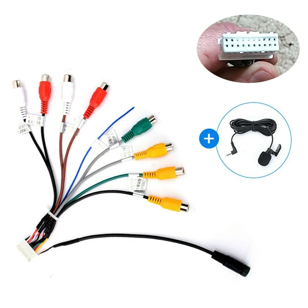 

Car 20 Pin Plug RCA Cable Stereo Radio RCA Output Wire Aux-in Adapter Cable + MIC Universal Auto Electronics Accessories