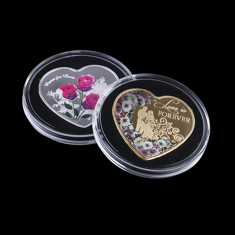 

Home Decoration Romantic Rose Flower Forever Love Valentine's Day Coins Crafts Gift Commemorative Coin For Valentine's Day