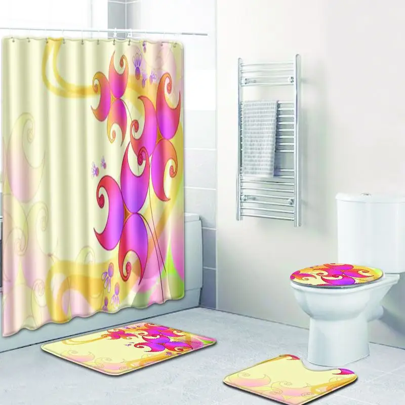 4 шт. водонепроницаемые коврики для ванной комнаты с цветочным принтом|Коврики