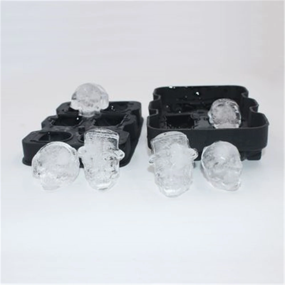 6 полостей 3D гигантский череп Гибкая силиконовая форма для льда лоток черный лед инструменты для изготовления льда ручной работы льда кубик...