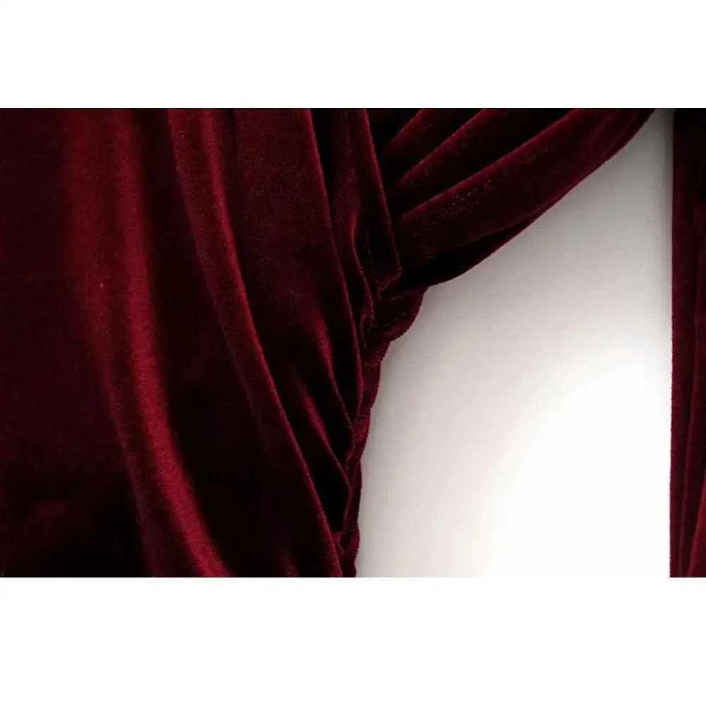 Женский бархатный комбинезон с v образным вырезом длинным рукавом и открытой