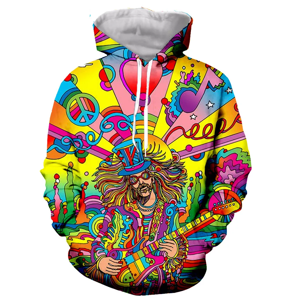 Мужские хип хоп хиппи музыкант мода с длинным рукавом 3D печать