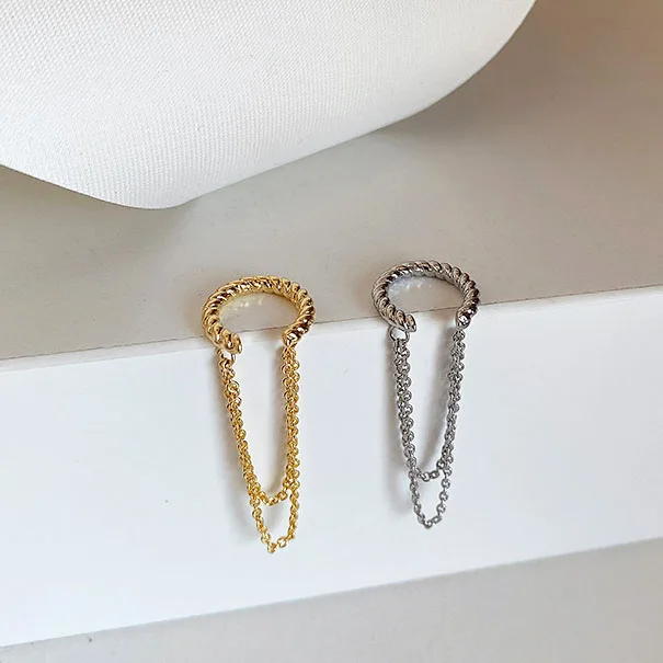 

Chain Tassel Clip Earrings For Women Opening C Metal Gold Silver Color Ear Clips No Pierced Jewelry Ladies Gift