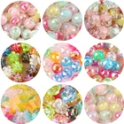 Разноцветные акриловые бусины 100 шт.лот с покрытием AB, звездочки, цветы, круглые бусины-разделители для изготовления ювелирных изделий, браслетов, ожерелий, оптовая продажа