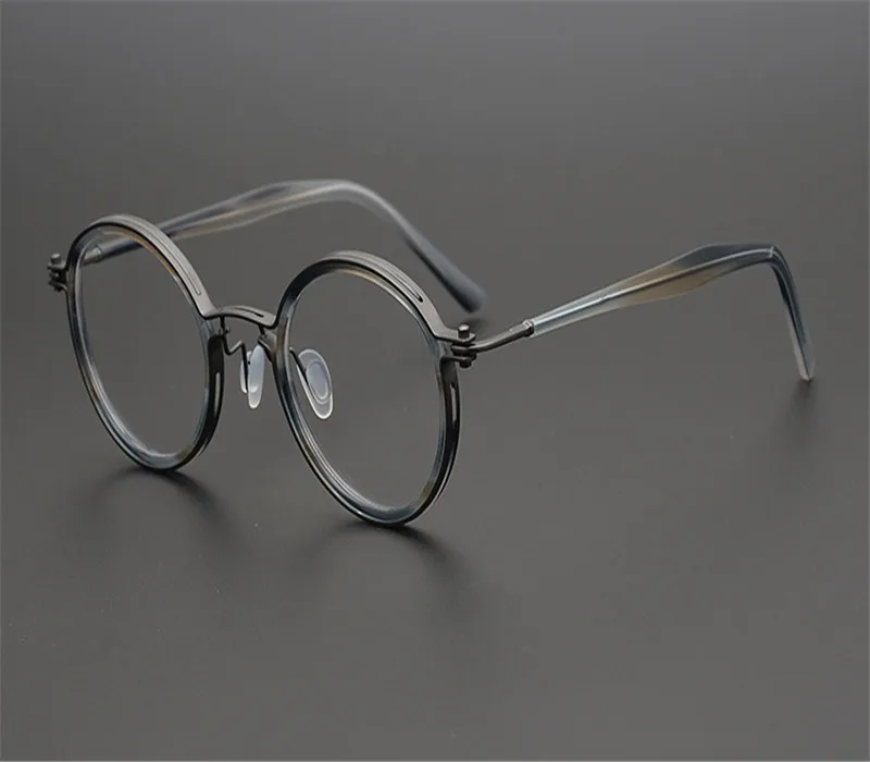 

High Quality Pure Titanium Unisex Full Rim Progressive Multi-focal Lens Round Frame Optical See Near Far Leopard Reading Glasses