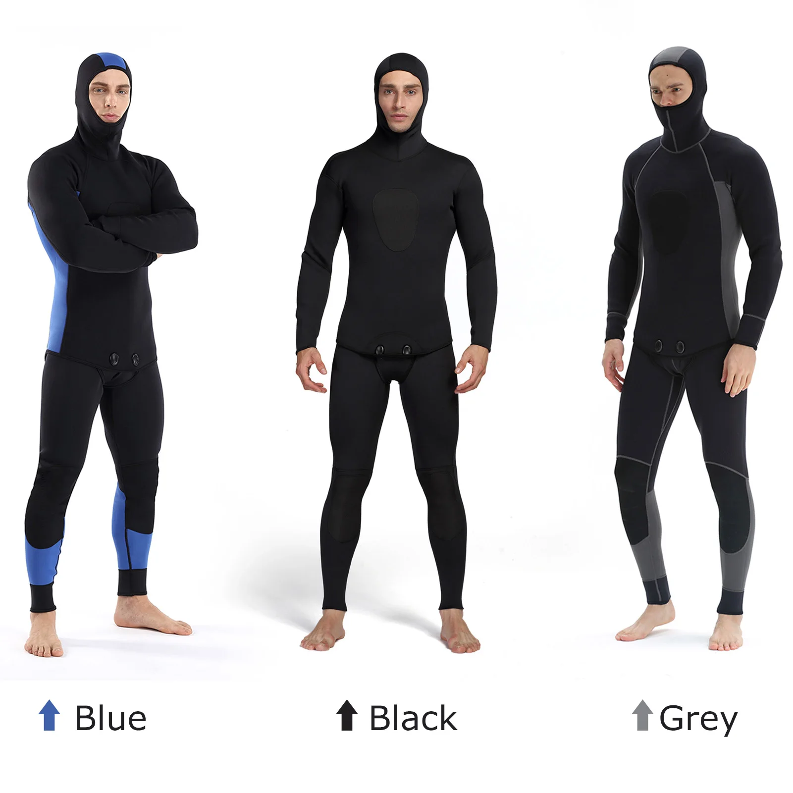 

Men 3mm Neoprene Swim Wetsuits 2-Piece Hooded Long Sleeve Diving Suit for Scuba Snorkel Spearfishing Surfing Jumpsuit Swimsuit
