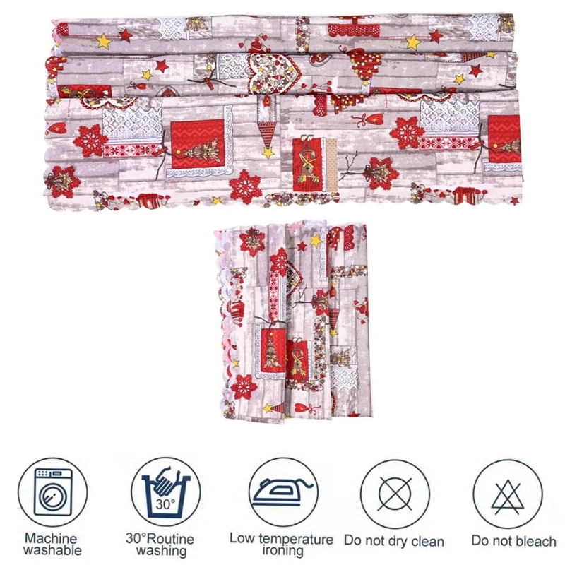 

K5DC Rectangle Bordered Christmas Tablecloth Xmas Tree Gnome Print Table Cloth Home Dining Table Cover