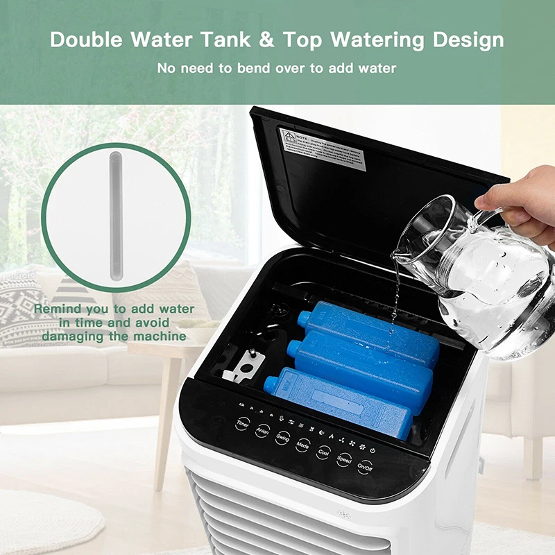 

4-in-1 Multifunctional Convenient Evaporative Air Cooler 12L Water Tank 4 Ice Boxes Living Room Home Evaporative Air Cooler