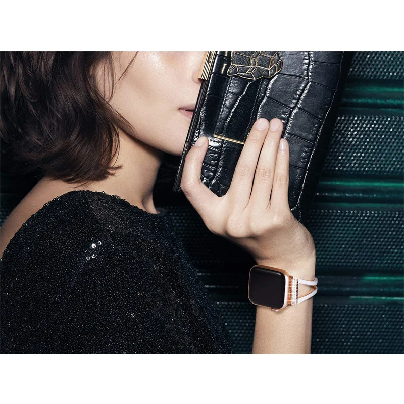 

Women Bracelet for Apple Watch Band 44mm 40mm Series 6/5/SE/4/3/2 Enamel Stainless Steel Metal Strap for Iwatch Band 42mm 38mm