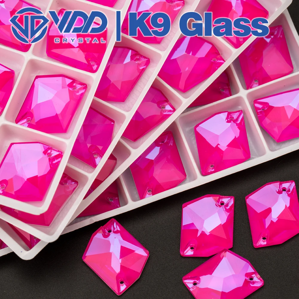 VDD-diamantes de imitación Cosmic AAAAA K9, cristal rosa de neón para coser, piedras de reverso plano, accesorios para ropa, vestido de novia, 17x21mm