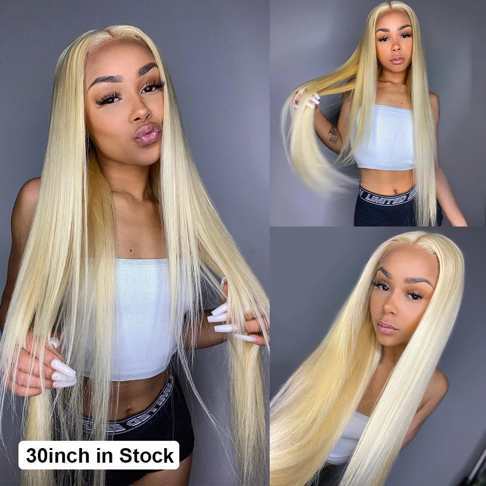 Brazilian Bone Straight 613 Blonde 13x4 HD Lace Front Wig Transparent Lace Human Hair Glueless Frontal Wig Pre Plucked Wigs
