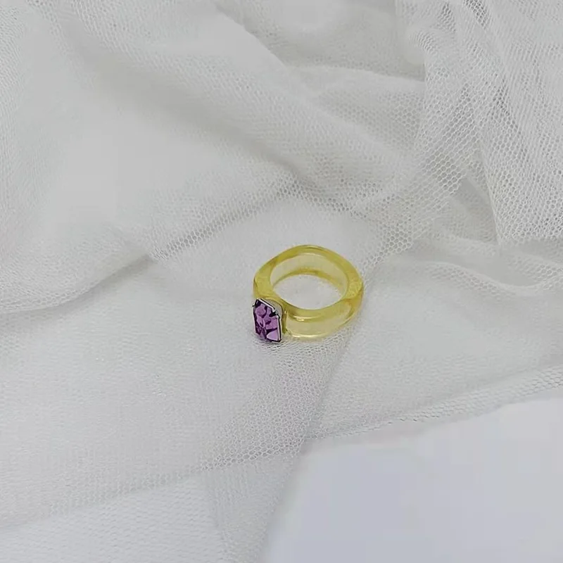 

Resin Rings Candy Color Vintage Crystals Wholesale Ethnic Charm Fashion Jewelry For Women Party Gifts 2021 New Accessories