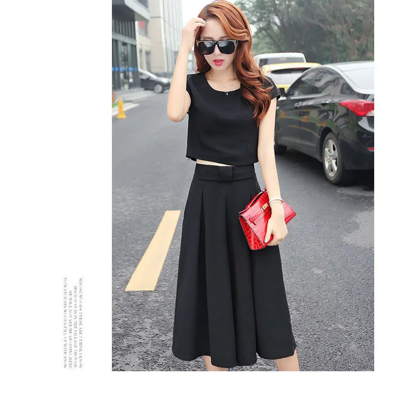 

Wide Leg Pants Set women's spring / summer new fashion fashion fashion slim short sleeve slim fit women's two piece set