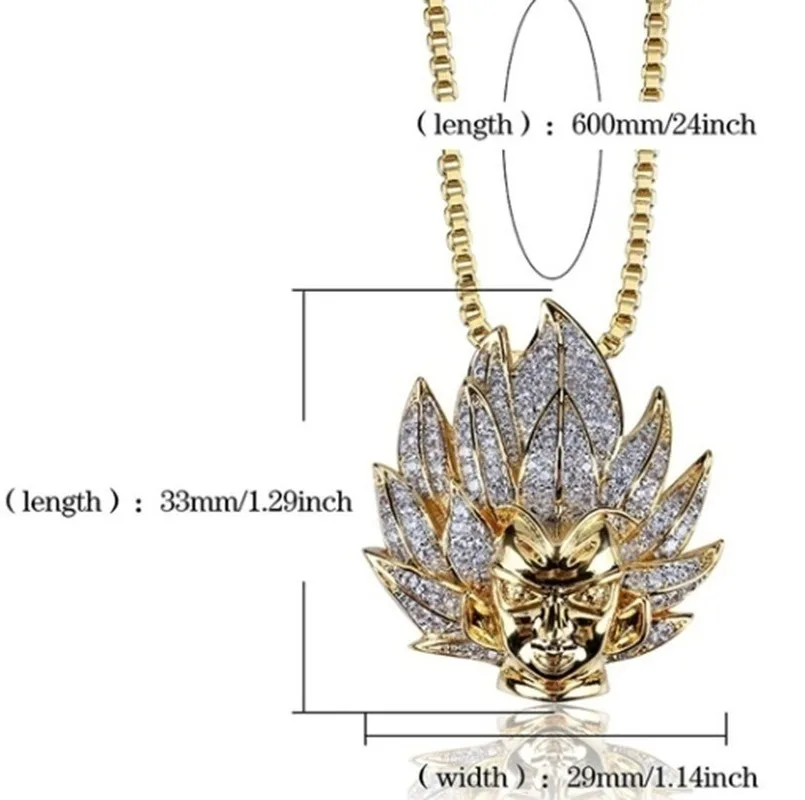 Хип хоп позолоченное микро ожерелье с подвеской в виде Персонажа Аниме Сон Гоку