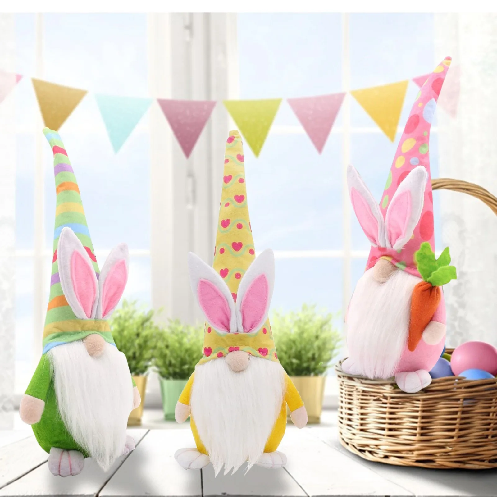 

2021 New Design Easter Faceless Dolls 3 Pcs Bunny Carrot Dwarf Elf Doll Ornaments Home Decoration New Year Doll Gifts For Kids