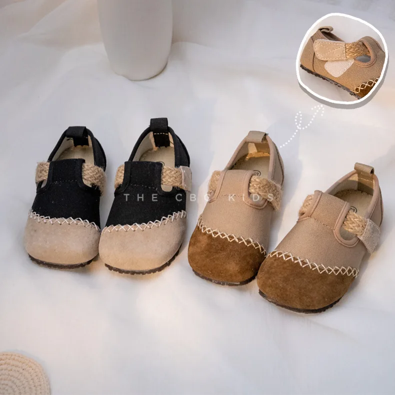 

Spring Autumn New Velcro Ins Breathable Canvas Korean Board Shoes Kindergarten Children's Shoes Casual Girls Flats