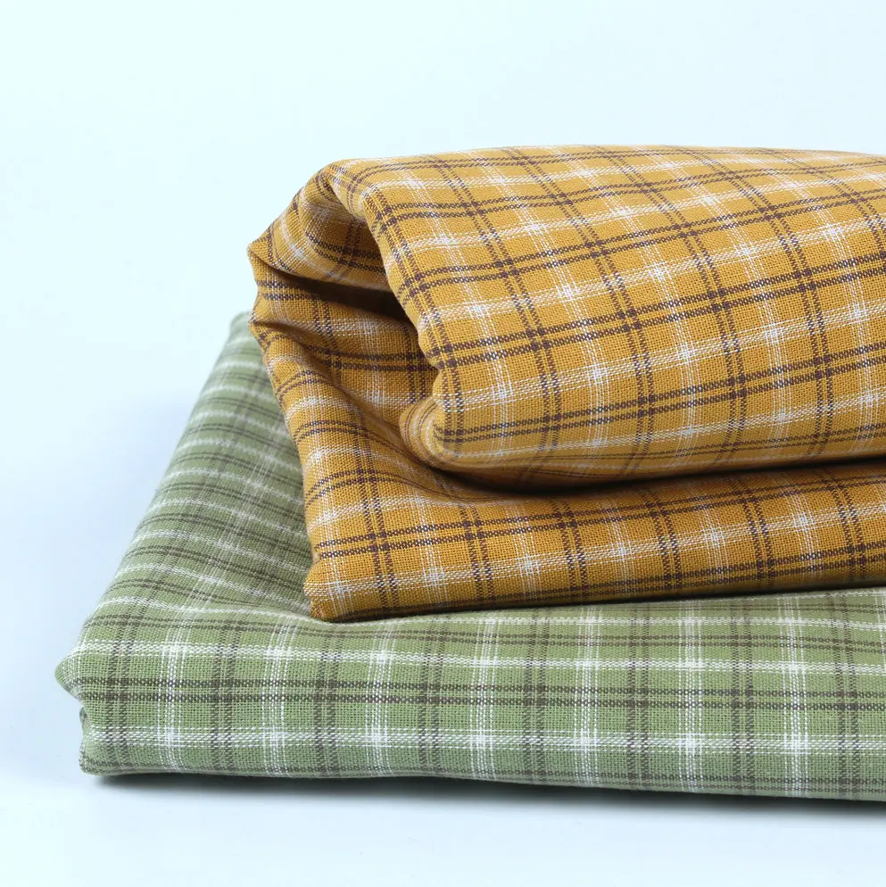 100x145cm Cotton Twill Flannel Cloth Sanding Soft Fabric and Yarn Dyed Plaid Shirt Hand-made Cloth DIY