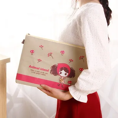 1 шт. милые кавайные Мультяшные животные A4 холст файл папка для документов сумки