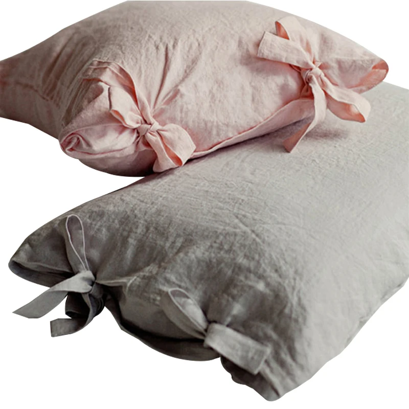 Подушка Чехол конверт полосатая льняная наволочка бактериальных стойкая