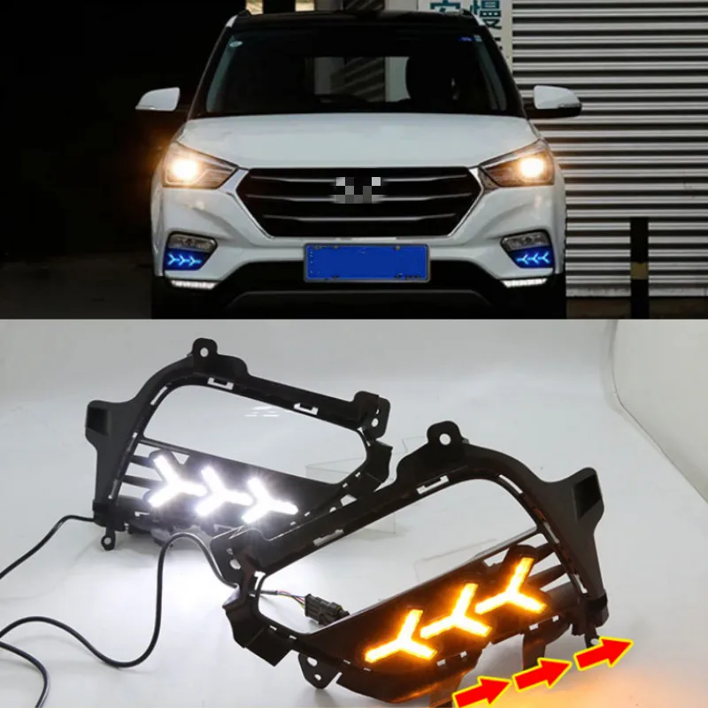 2 шт. для Hyundai Creta IX25 2017 2018 2019 2020 DRL светодиодный дневный ходовой светильник