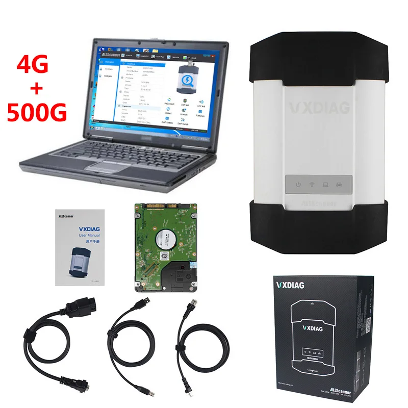 HDD with D630 carton VXDIAG C6 диагностический инструмент для Mercedes Benz STAR C4 сканеры грузовик мощный с беспроводной VXC плюс DOIP аудио с d630 EVG7 - Цвет: HDD with D630 carton