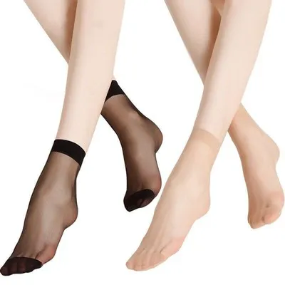 10 Pairs Summer Silk Transparent Glass Socks Women Cool Solid Color Ultra-thin Breathable Sexy Skin Sock Low-cost Wholesale
