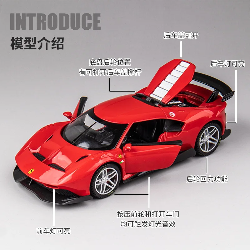 Литая модель автомобиля из сплава 1:32 миниатюрная Ferrari P80C Concept суперавтомобиль