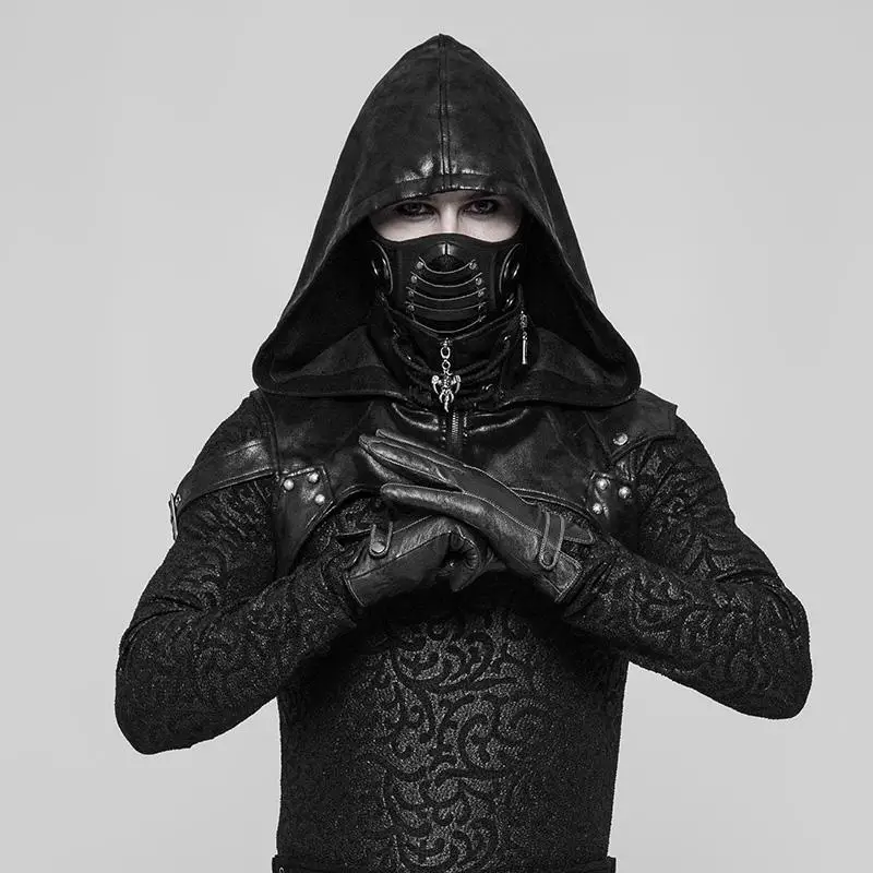 Мужская маска для лица Goth из искусственной кожи в стиле панк WS-270KZM | Аксессуары