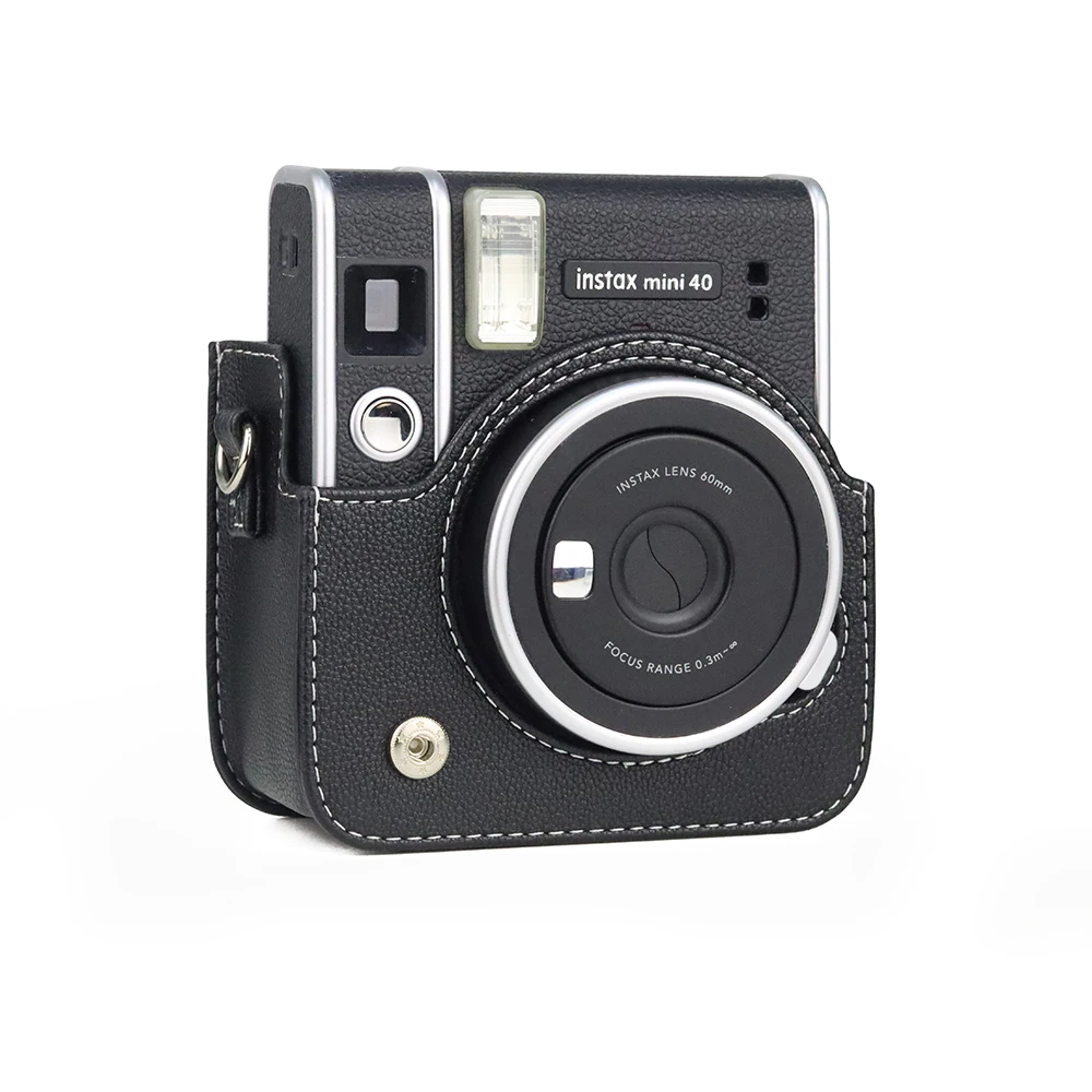 Черный/коричневый Чехол сумка из искусственной кожи для камеры Fujifilm Instax Mini 40 с