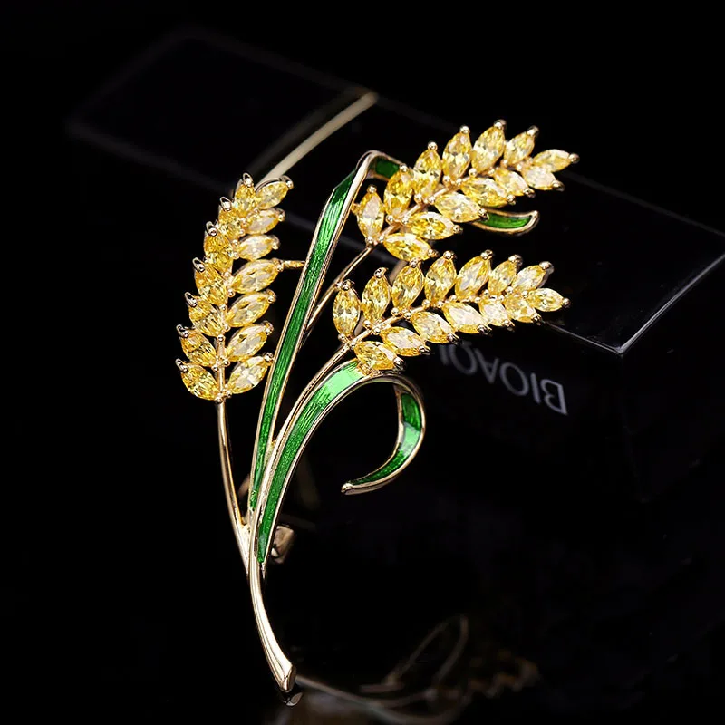 

Creative Wheat ears Brooches Women Fashion Suit Jewelry Gold -Plated Brand Corsage Wedding Sweet Pearl Brooch Pin