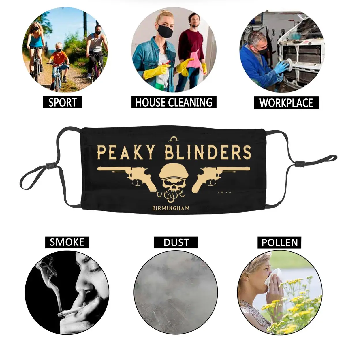 

Peaky Blinders Shelby Brothers Unisex Reusable Face Mask Anti Haze Dustproof Protection Cover Respirator