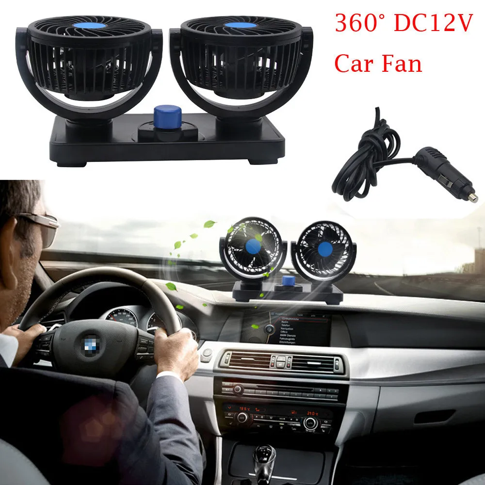 Мини вентилятор для автомобиля 12 В с поворотом на 360 градусов|Обогрев и
