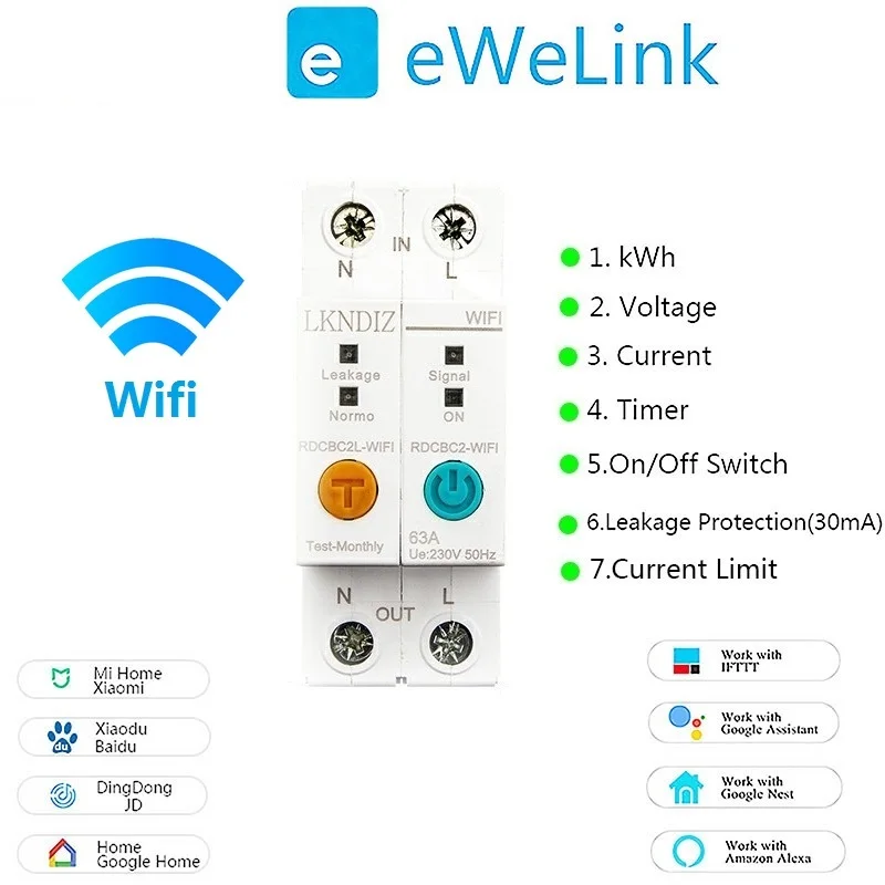 2P WIFI энергия кВтч метр автоматический выключатель таймер реле вольтметр защита