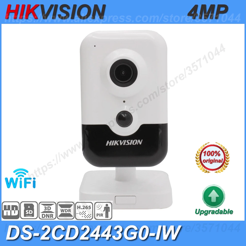 

Original HIkvision DS-2CD2443G0-IW 4MP IR Fixed Cube Network POE H.265+ SD Card Slot IR 10m Mini Wifi IP Camera Home Security