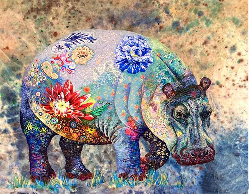 Алмазная 5d-картина бегемот с полными квадратными/круглыми стразами вышивка